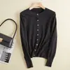 Cárdigan de Primavera, Suéter de Punto con Hilo Dorado, Cárdigan de Cuello Redondo Ajustado, Suéter de Punto de Lana, Chaqueta Sencilla Estilo Coreano para Mujer