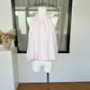 Top halter de tres colores, ligero, mezcla de seda, con textura, estilo capullo abultado, con cordones