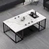 Mesa de Té de Pizarra para Oficina con Tetera Integrada para Preparar Té, Adecuada para Áreas de Recepción y Uso Doméstico en la Sala de Estar