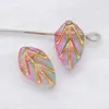 Cuentas de Vidrio Checo con Detalles Dorados, Cuentas de Vidrio con Diseño de Hoja, Pulsera y Collar Hechos a Mano para DIY, Cuentas Sueltas, Accesorios para Joyería