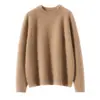 Suéter de punto de cachemira grueso, cuello redondo, color liso para mujer, corte holgado y estilizado, perfecto como capa base cálida para otoño e invierno