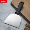 Venta al por mayor de fábrica pala semicircular grande con mango de madera pala de cocina de acero inoxidable pala teppanyaki pala para bistec pala para panqueques pala grande