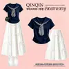 2026 Vestido de Verano Nuevo para Niña Azul Marino con Cuello Manga Corta Lazo Pastel Estilo Universitario Moda Conjunto de Dos Piezas