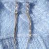 ¡Estética fuera de serie! Aretes Largos de Borla de Diamante Flash 'Long Love' Lujo Ligero Sentido de Alta Gama Elegantes para la Cara Aretes Delgados para Mujer