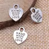 15x12mm 0.9g Accesorios para Joyería DIY Hecho a Mano Corazón Doble Cara Hecho a Mano con Amor Colgante