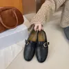 Mocasines Redondos Estilo Old Money para Mujer 2026 Otoño Hebilla Retro Planos Zapatos Individuales para Viajes Cortos Zapatos Pequeños de Cuero