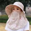Chapéu de Sol Novo 2025 com Aba Grande Feminino de Verão para Bicicleta com Cobertura Facial Anti-Ultravioleta Chapéu de Sol com Aba Grande Chapéu Fresco para Colheita de Chá