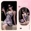 Celler Ebrio Francés Sexy Talla Grande Nicho Espalda Bonita Cuadros Bata de Dormir Ropa de Casa Encaje Falda Mini Malla Camisola Delgado