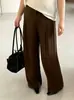 Pantalones de pierna ancha, fluidos, hasta el suelo, de cintura alta, para mujer talla grande, colección otoño 2026, holgados y casuales, diseñados para cubrir las caderas, estilo de pierna recta