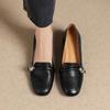 Zapatos franceses retro sin cordones de boca baja, mocasines de tacón bajo con punta redonda para mujer, zapatos Mary Jane de trabajo de cuero pequeños, zapatos de mamá