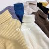 Suéter Suave Ceroso Cálido Tejido para Niños y Niñas Otoño e Invierno Suéter de Cuello Alto Bebé Color Sólido Combinable Camisa Base Tejida para Niños