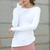 Camiseta de doble cara con diseño retorcido de cuello en V para principios de otoño, ropa de yoga para mujer, jersey de manga larga para mujer, para correr, gimnasio