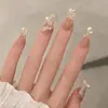 Manicure Europeia e Americana Transfronteiriça Mais Vendida Francesa Unhas Postiças de Alta Qualidade Adesivos Unhas Gato Olho Estilo Ins Unhas Usáveis
