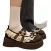 Zapatos de plataforma retro negros con suela que aumenta la altura, nueva colección otoño 2026 para mujer, Mary Janes planos dulces de estilo francés con lazo