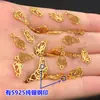 Plata de ley S925 chapada pieza de conexión de hoja de bambú de calabaza de la suerte espaciador cuerda de mano tejida cadena collar accesorios hechos a mano diy