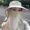 Mascarilla de Hielo de Seda con Protección Solar y Visera, Sombrero de Sol de Cara Completa para Mujeres, Sombrero de Sol de Verano, Anti-UV, Protección para el Cuello en Ciclismo al Aire Libre