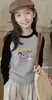 Camiseta de Manga Larga de Algodón Puro con Bloques de Color de Dibujos Animados para Niñas, Camiseta Básica Versátil Informal de Patchwork para Niños de Primavera y Otoño, Moderna