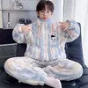 Conjunto de Pijama para Niños Bebé Cálido Set de Forro Polar Coral Otoño Invierno Flannel Infantil Cuello Alto Cremallera Ropa de Casa