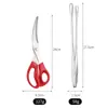 Tijeras de Barbacoa de Acero Inoxidable para Cocina Personalizadas, Tijeras Multifuncionales para Cortar Filetes de Bistec y Pollo, Set Especial para Cortar y Sujetar Alimentos