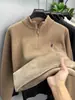 Suéter de Lã Inverno Chenille Peça Única para Homens, Forrado com Lã e Espessado, Gola Alta Meia, com Zíper, Blusa Quente, Camada Base