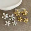 Aretes Metálicos de Flor Texturizada para Mujer, Sencillos, Personalizados, Modernos, Únicos, Exquisitos, Tendencia para el Trabajo, Pendientes y Aretes Versátiles