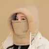 Bufanda de ciclismo para otoño e invierno con capucha cortavientos integrada, máscara, protección para los oídos, gorro cálido de felpa, gorro con forro polar y grosor extra para mujer