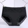 Ropa interior de algodón puro de talle medio para mujer, cómodos y transpirables shorts triangulares de encaje 7A antibacterianos de color puro nude sin costuras para mujer