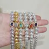 Colar de Pérolas Madrepérola Cristal Azul Marinho de Alto Padrão, Fecho Magnético de Aço Titânio Moda de Luxo Leve, Suprimento Vivo Simples Versátil