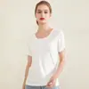 [Procesamiento y Personalización] Top Redondo de Seda de Morera Refrescante de Verano, Camiseta Suelta de Manga Corta de Seda Color Caramelo Hermosa