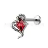 Brincos de Titânio F136 Jiangtai Pequena Cobra Enrolada Estilo Zircônia Studs para Lábio Corpo em Liga de Titânio G23 Joias para Body Piercing Studs de Osso da Orelha