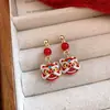 Nuevos Pendientes de León con Goteo de Aceite Estilo Chino, Pendientes de Moda y Versátiles, Lujo Ligero, Pendientes de Gama Alta y Personalizados al por Mayor