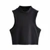 Colete Sexy Meia-Gola Estilo Europeu e Americano para Mulheres Usarem Tendência Verão Novo Ins Sem Mangas Curto Slim Fit Crop Top