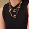 Collar de Nariz de Cerdo Hueco de Acero Inoxidable Cubo de Azúcar Chapado PVD Oro 18K Moda Versátil Cadena Exagerada para Clavícula