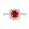 Anillo de cubo de azúcar cortado flor de hielo de gema colorida popular transmisión en vivo para mujer incrustado Paparatcha diamante de alto carbono chapado en oro real joyería de anillo para dedo