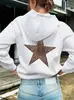 Moletom Estilo Europeu e Americano Ezwear com Estampa de Leopardo e Design de Estrela Streetwear Personalizado Estilo Europeu e Americano