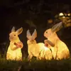 Lámpara decorativa exterior con forma de conejo, lámpara de accesorio animal de resina y fibra de vidrio, conejito brillante, luz de conejo simulada