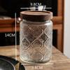 Tarro de dulces con relieve de flor de begonia vintage para el hogar, tapa de bambú, tarro de almacenamiento de bocadillos, tarro de té sellado de vidrio transparente, venta al por mayor