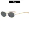 Gafas de Sol Metálicas Ovaladas Estilo Retro Punk Streetwear Tendencia Europeas Americanas Nuevas Protección Solar Exterior Moda Gafas de Sol Transfronterizas