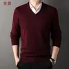 Envío directo desde el fabricante Puyuan: Suéter de punto grueso para hombre, cuello en V, de manga larga, capa base