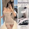 Vestido Dormila Sexy Lingerie, Feminino, Levemente Transparente, Um Ombro Só, Acabamento em Renda, Bodycon Apertado para Boate F736