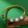 Pulseira Festival do Barco-Dragão Corda Colorida Estilo Nacional Infantil Pulseira de Liga Tecida à Mão para Bebê Joias de Corda Estilo Étnico Venda por Atacado