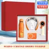 Kit de presente empresarial: xícara de lírio-do-vale, leque, power bank, logotipo personalizado, adequado para eventos de inauguração e como lembrança de verão para clientes