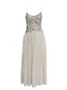 Vestido de Festa Usado: Vestido Longo de Renda com Espinha de Peixe, Cinto na Cintura em Tencel, Vestido Longo de Renda Atmosférico, Alcinha Fina Emagrecedor