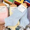 Calcetines Auricularius Edge para Mujer Algodón Puro Verano Delgados Cortos Primavera y Otoño Lunares Ondulados Niñas Ins Trendy Lindo Estilo Japonés Calcetines Bajos