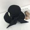 Sombrero de Pescador con Cinta de Lazo de Lino para Mujer, Verano, Delgado, Transpirable, Estilo Coreano, Versátil, Sombrero para el Sol, Protector Solar, Sombrero para el Sol
