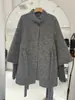 2025 Nueva Ropa Exterior de Cachemira de Doble Cara para Otoño e Invierno para Mujer, Cuello Alto Pequeño, Estilo Coreano Delgado, Ropa Exterior Holgada de Lana