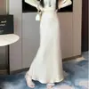 Moda de Luxo Elegante Feminina Comprimento Médio Cintura Alta Quadril V