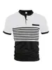 Camisa Polo de Manga Corta con Estampado de Rayas para Hombre de Verano Transfronteriza Amazon Camiseta de Manga Corta Camisa Polo Casual de Negocios