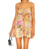 2024 Verão Novo Comércio Exterior AliExpress Mulheres Europeias e Americanas Elegante Impressão Lace-up Curto Vestido de Babados Mulheres