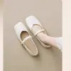 Zapatos Mary Jane cuadrados de estilo francés, colección primavera/verano 2026, suela blanda, correa única, planos de punta poco profunda, estilo retro de abuela, zapatos planos para mujeres embarazadas